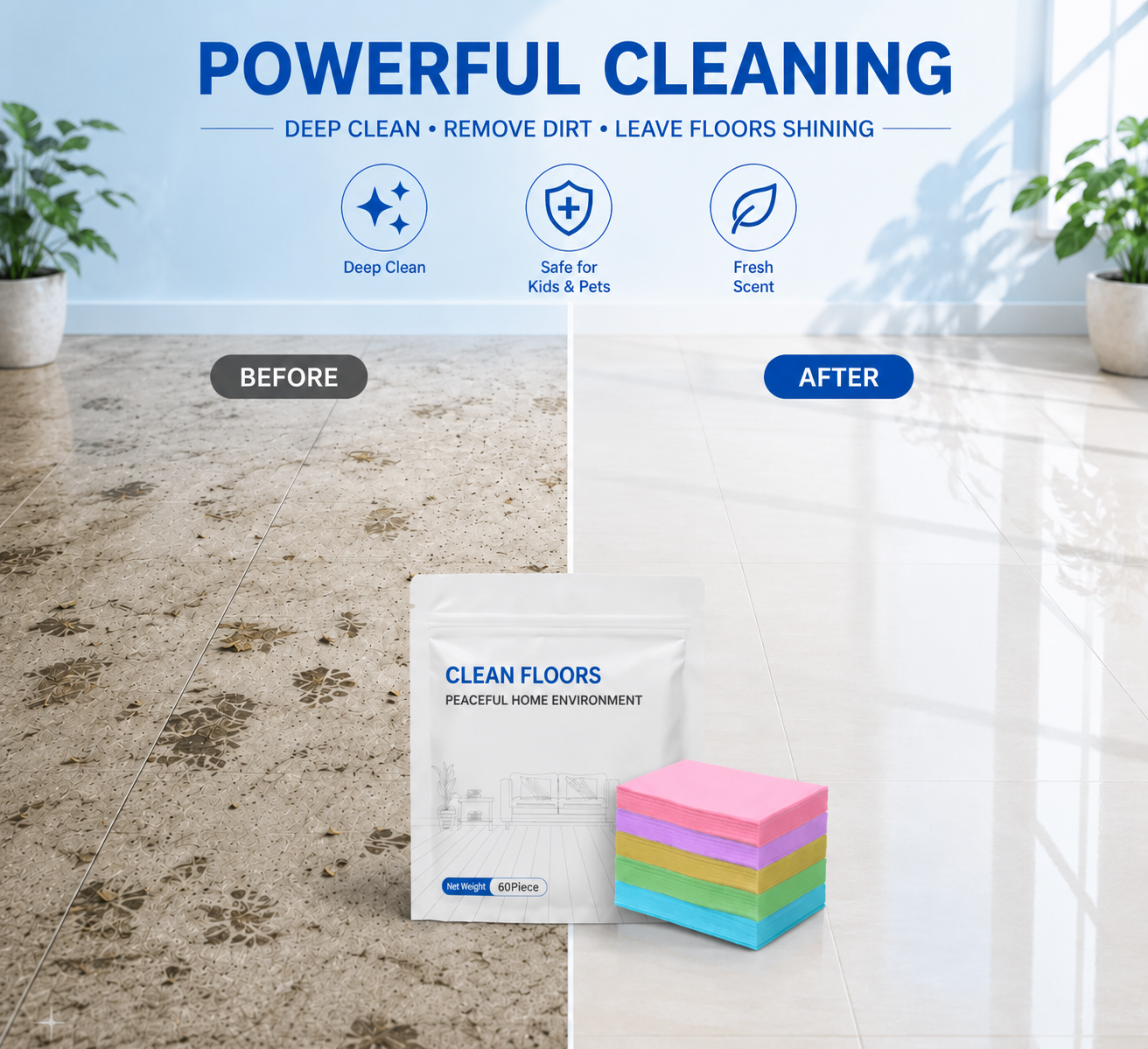 ✨ Multi-Floor Cleaning Sheets (Clean / Polish / Brighten / Scent)