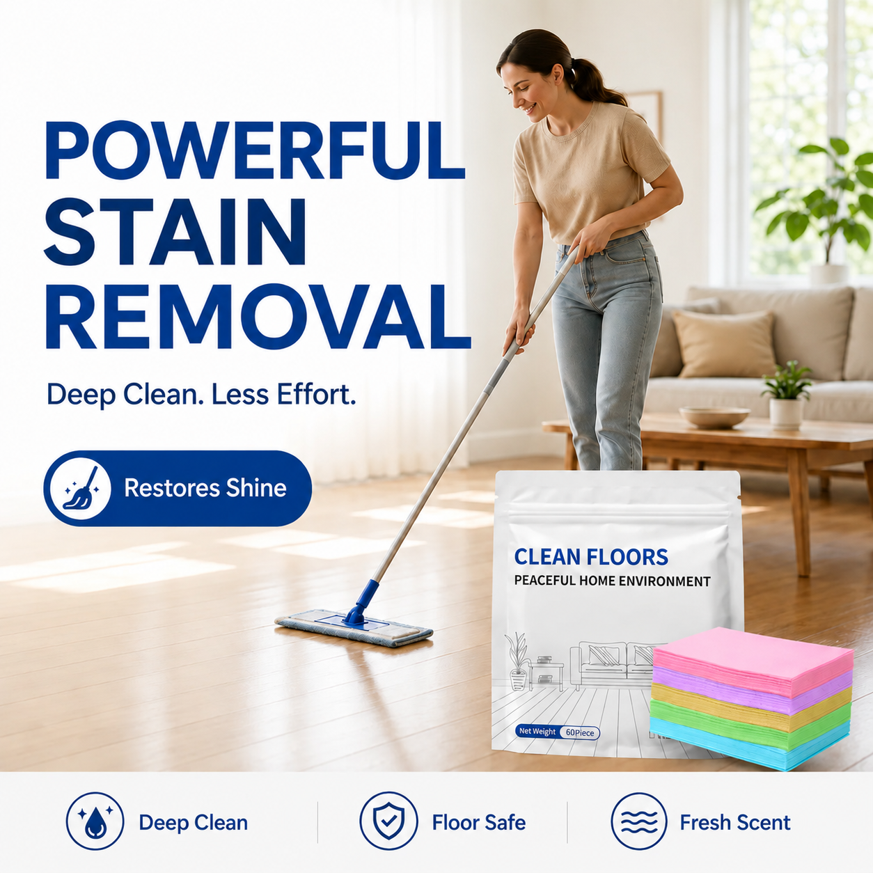 ✨ Multi-Floor Cleaning Sheets (Clean / Polish / Brighten / Scent)