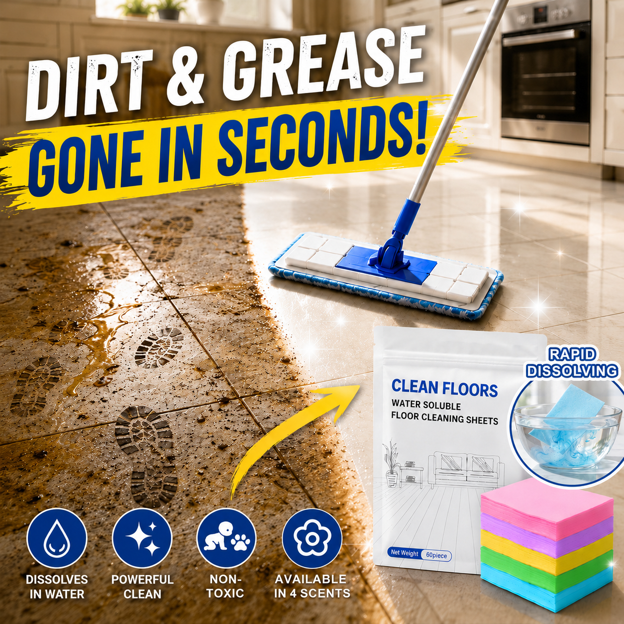 ✨ Multi-Floor Cleaning Sheets (Clean / Polish / Brighten / Scent)