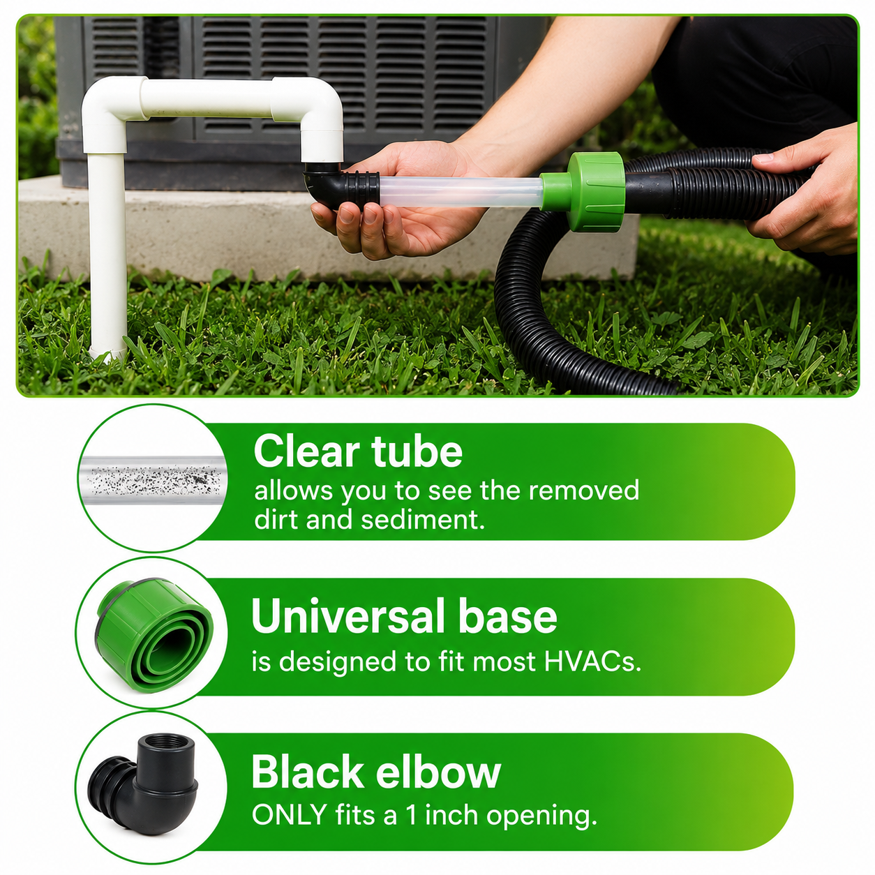 AC Drain Line Cleaner Adapter Evacuates & Unclog AC Drain Line