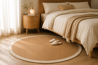 🧶 THE ORIGINAL Boho Cotton Rope Rug ✨ Soft & Durable Fringe Area Mat 🌿 [Perfect for Elevating Any Room] 🌟