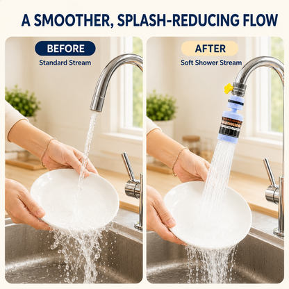 6-Layer Faucet Water Filter 360° Rotating Splash-Free