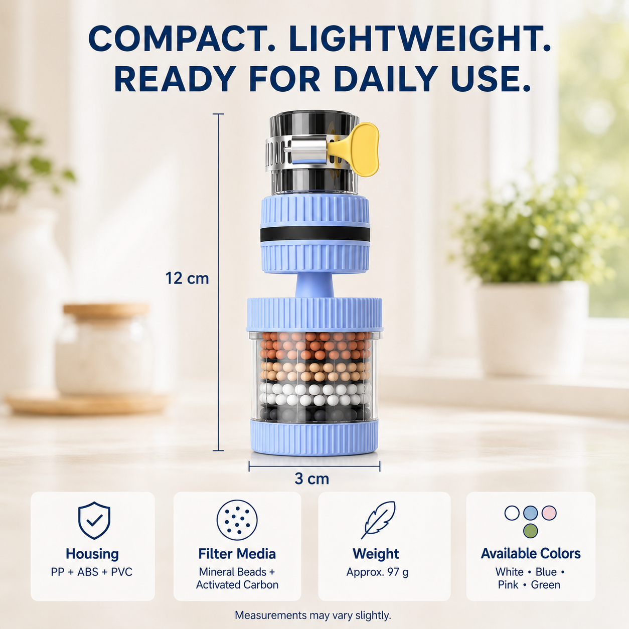 6-Layer Faucet Water Filter 360° Rotating Splash-Free