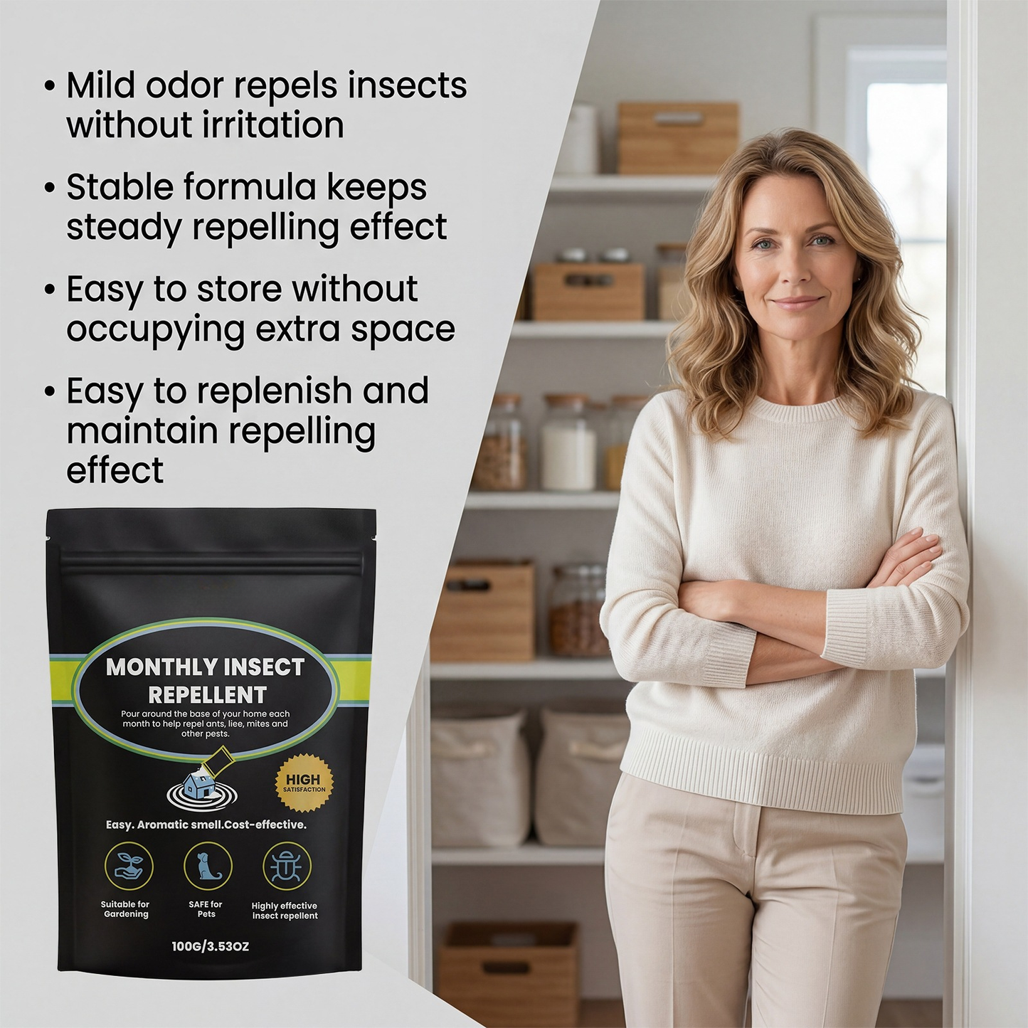 Botanical Monthly Insect Repellent Powder - 100g Safe Pest Defense