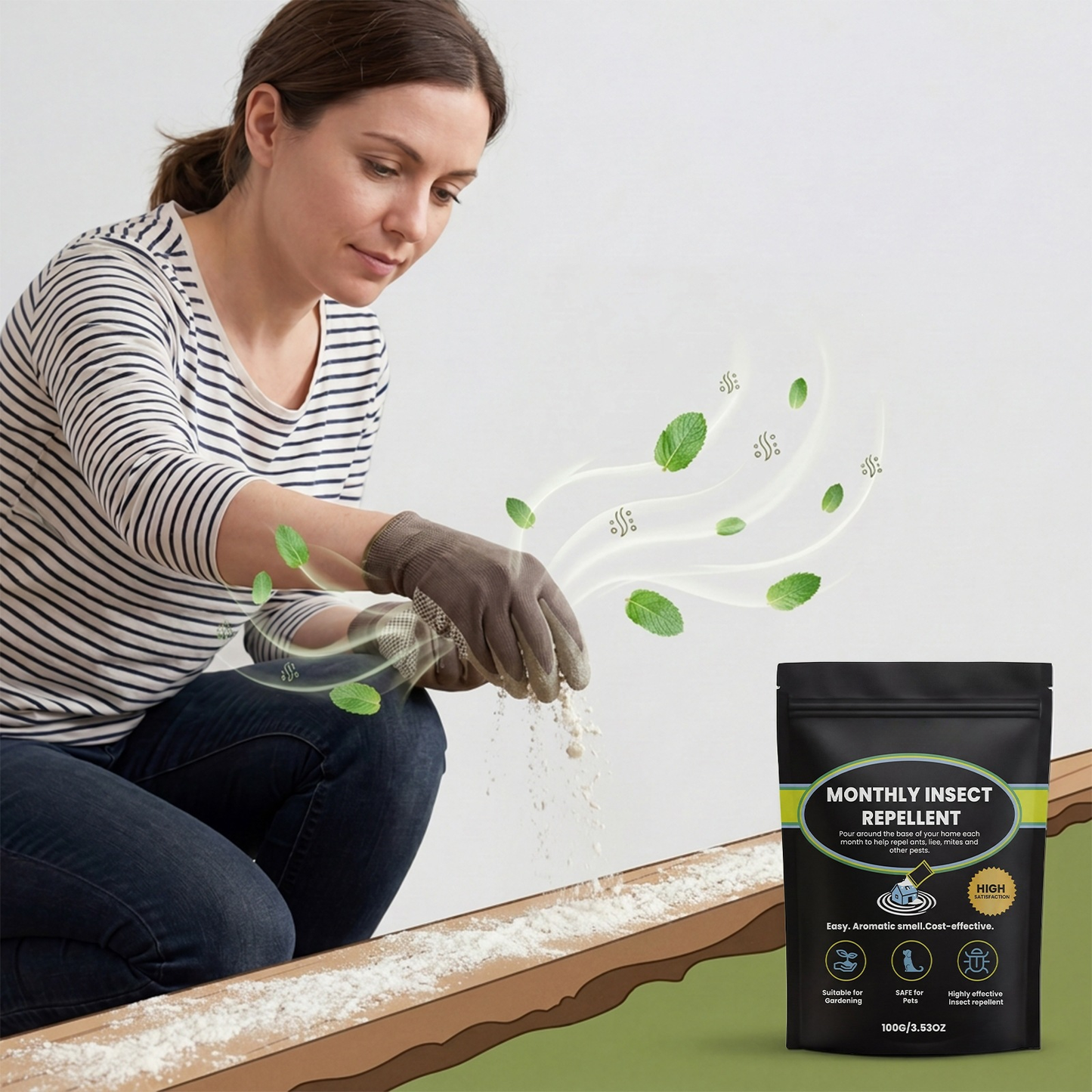 Botanical Monthly Insect Repellent Powder - 100g Safe Pest Defense
