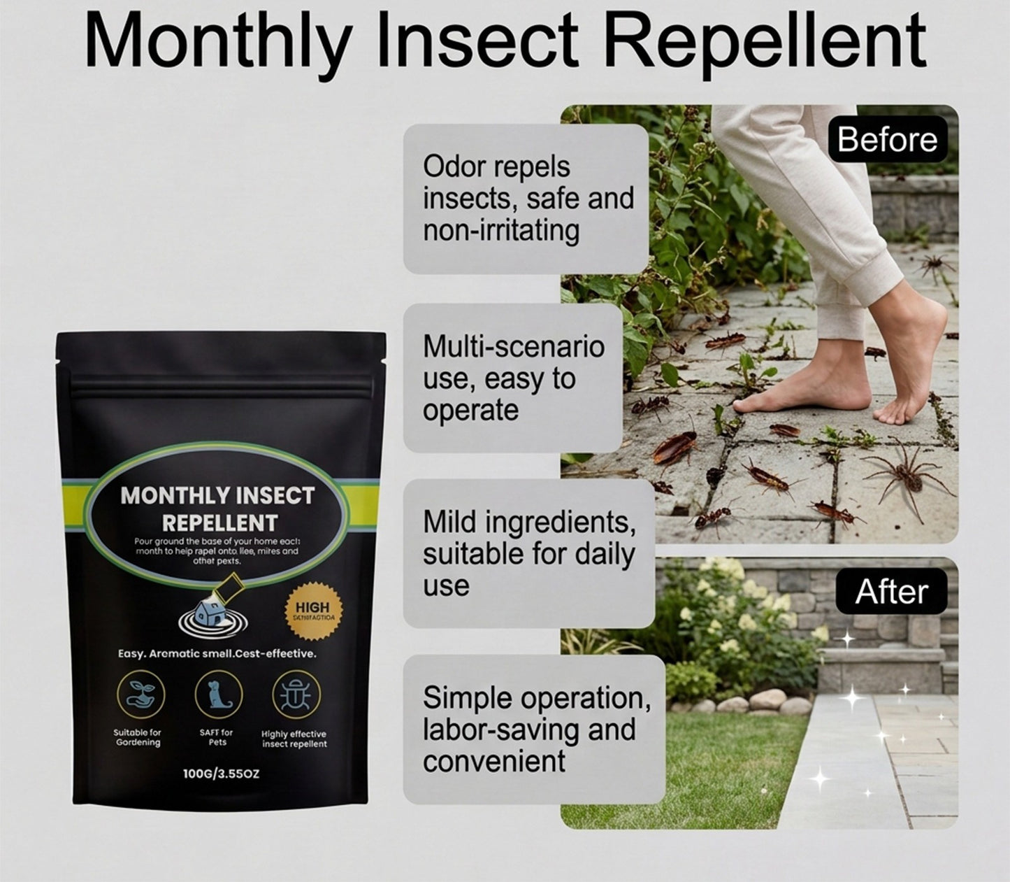 Botanical Monthly Insect Repellent Powder - 100g Safe Pest Defense