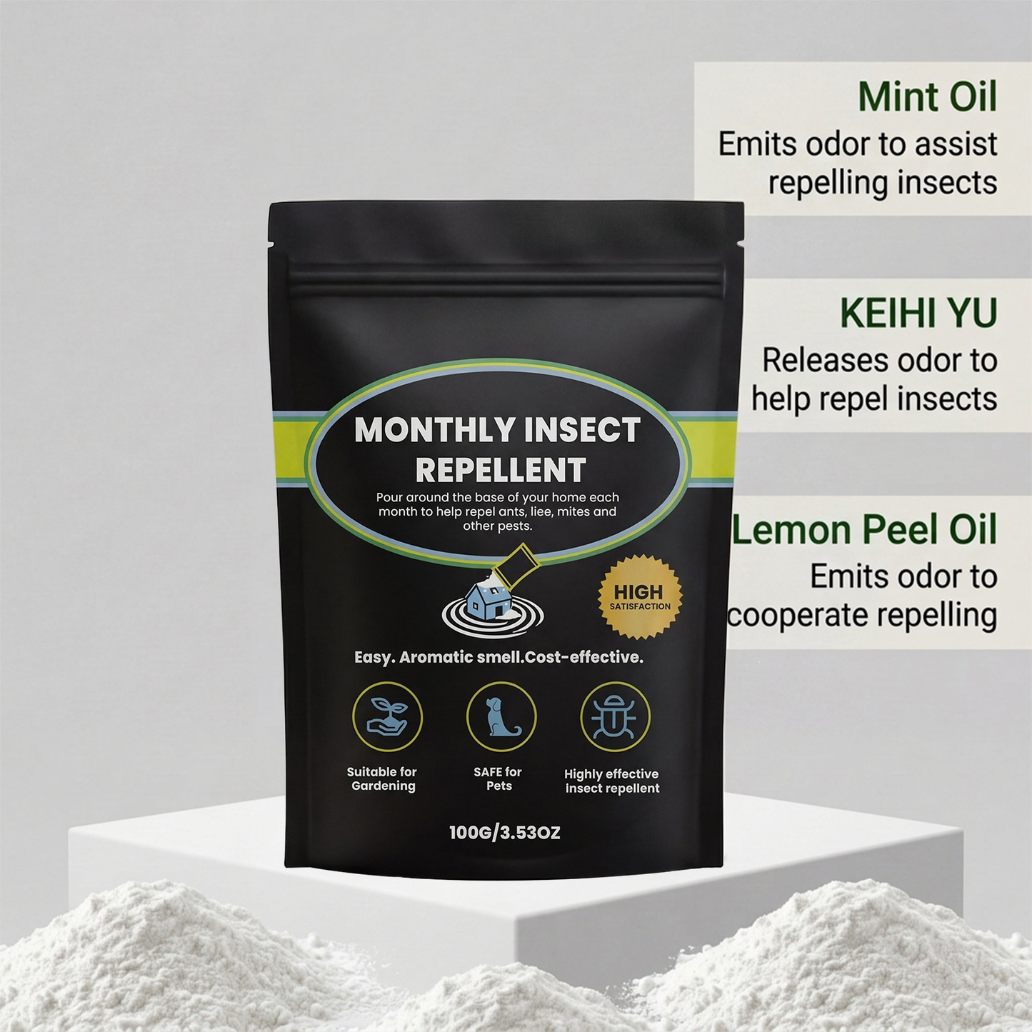 Botanical Monthly Insect Repellent Powder - 100g Safe Pest Defense