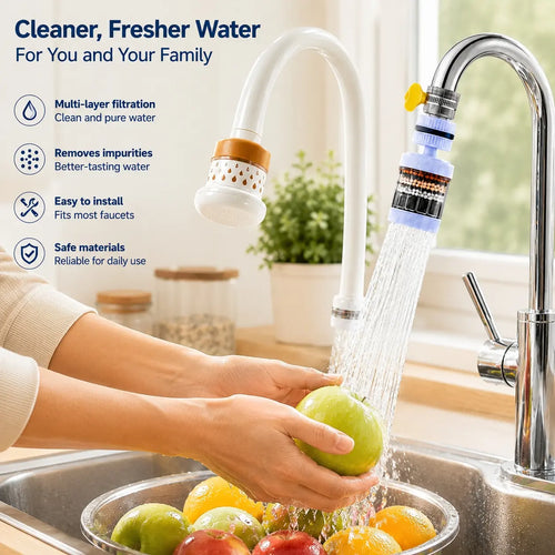 6-Layer Faucet Water Filter 360° Rotating Splash-Free