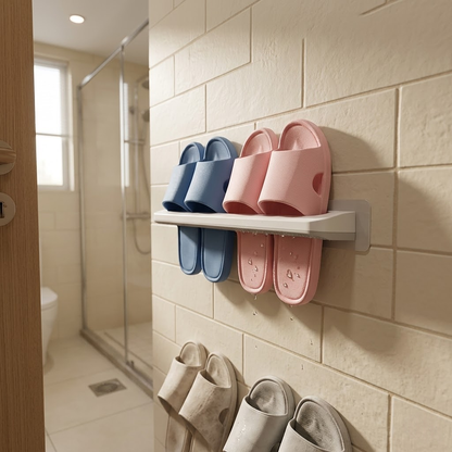 No-Drill Wall-Mounted Bathroom Slipper Rack